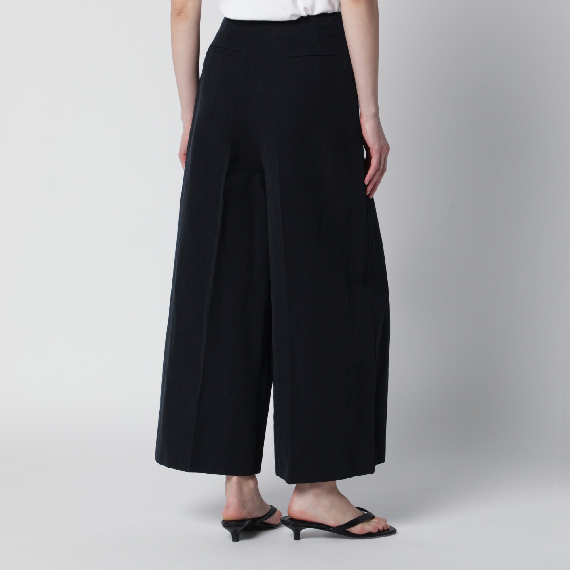 Pantalon Kenith bleu marine en mélange lin
