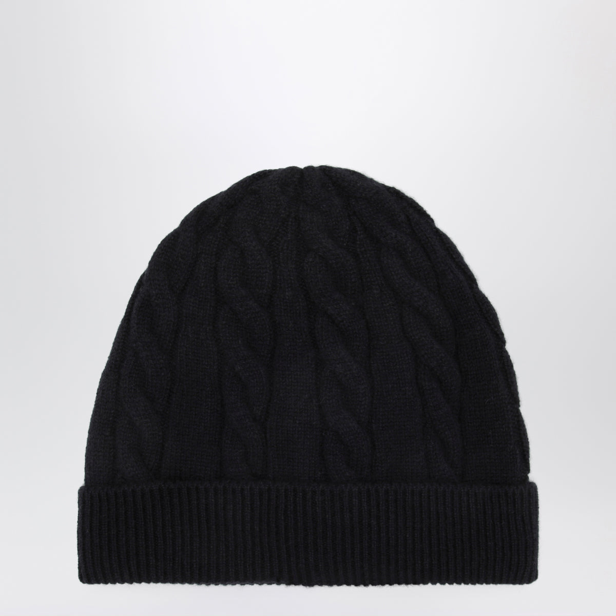 Bonnet bleu marine en cachemire torsadé