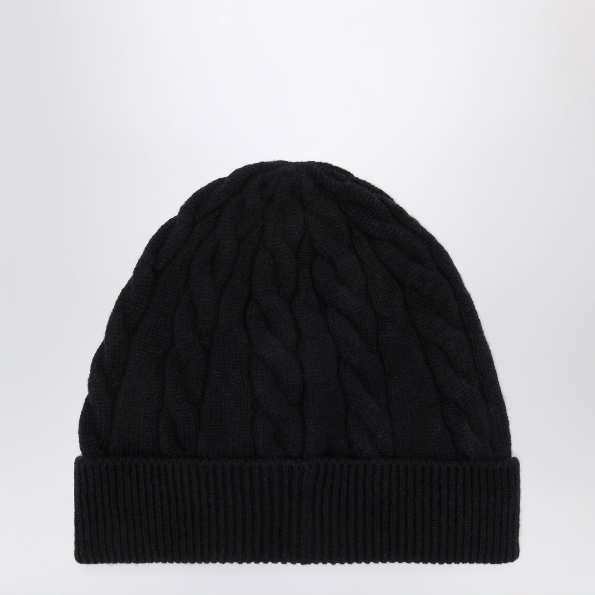 Bonnet bleu marine en cachemire torsadé