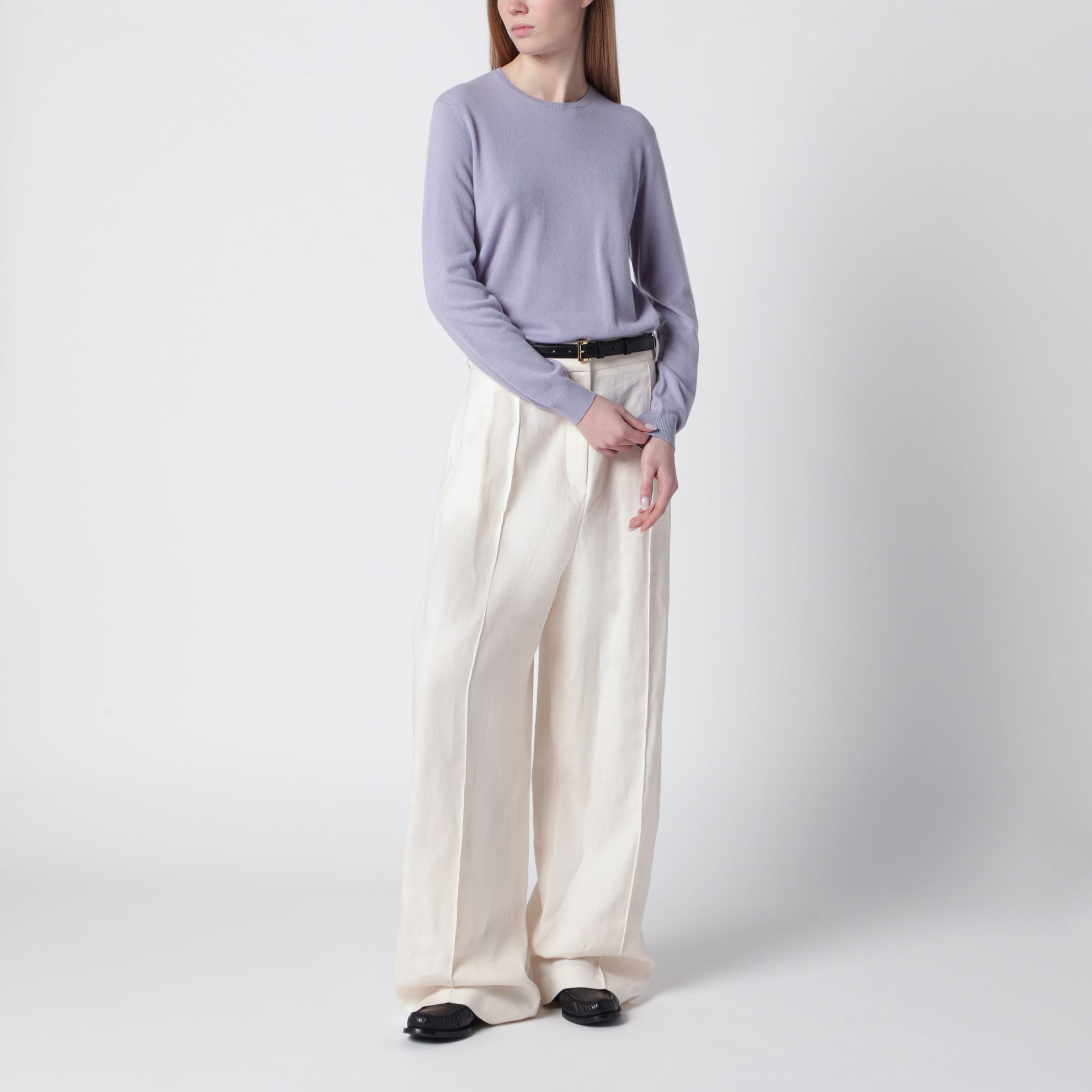 Lodger trousers in linen and wool in ivory