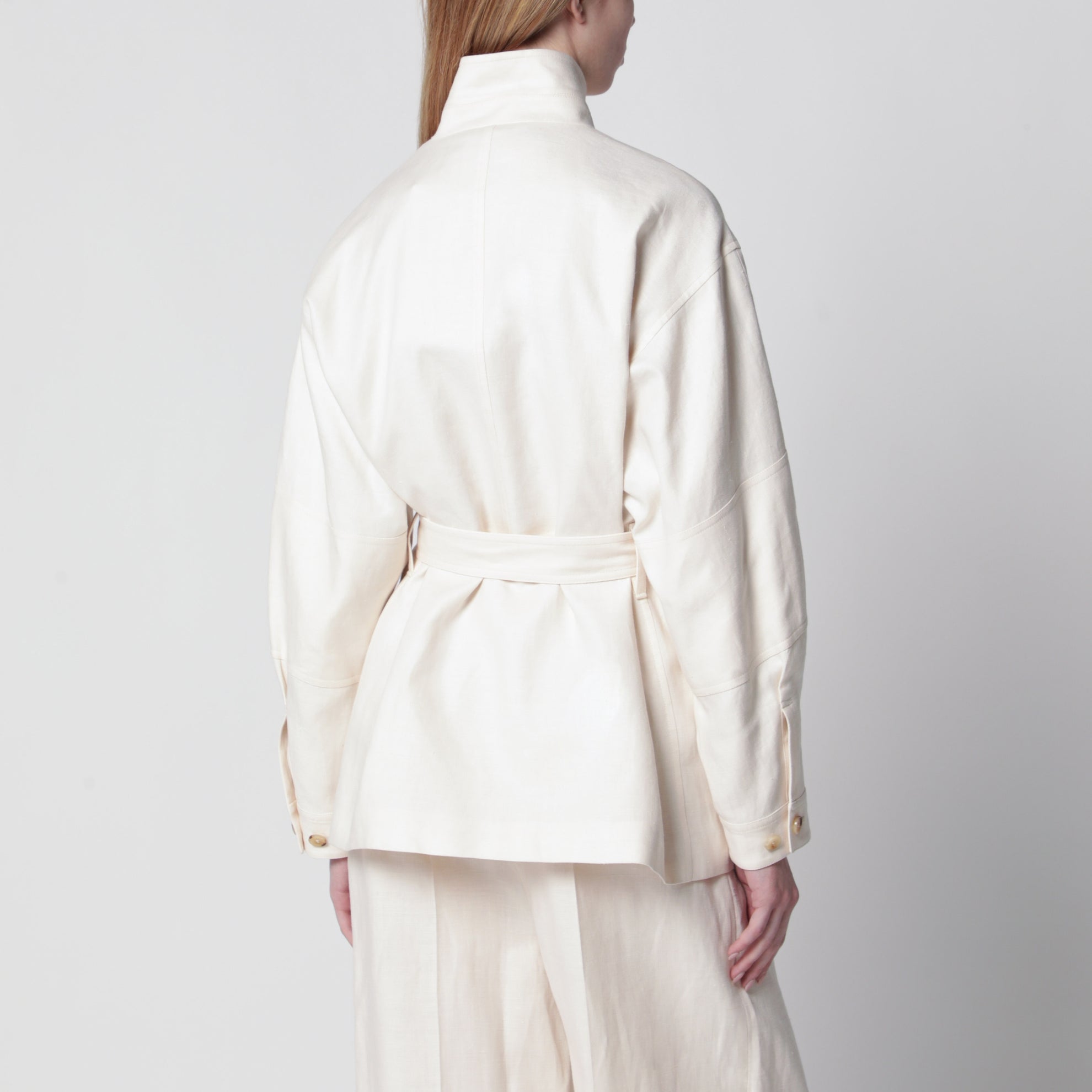 Lismore field jacket in linen and wool, white