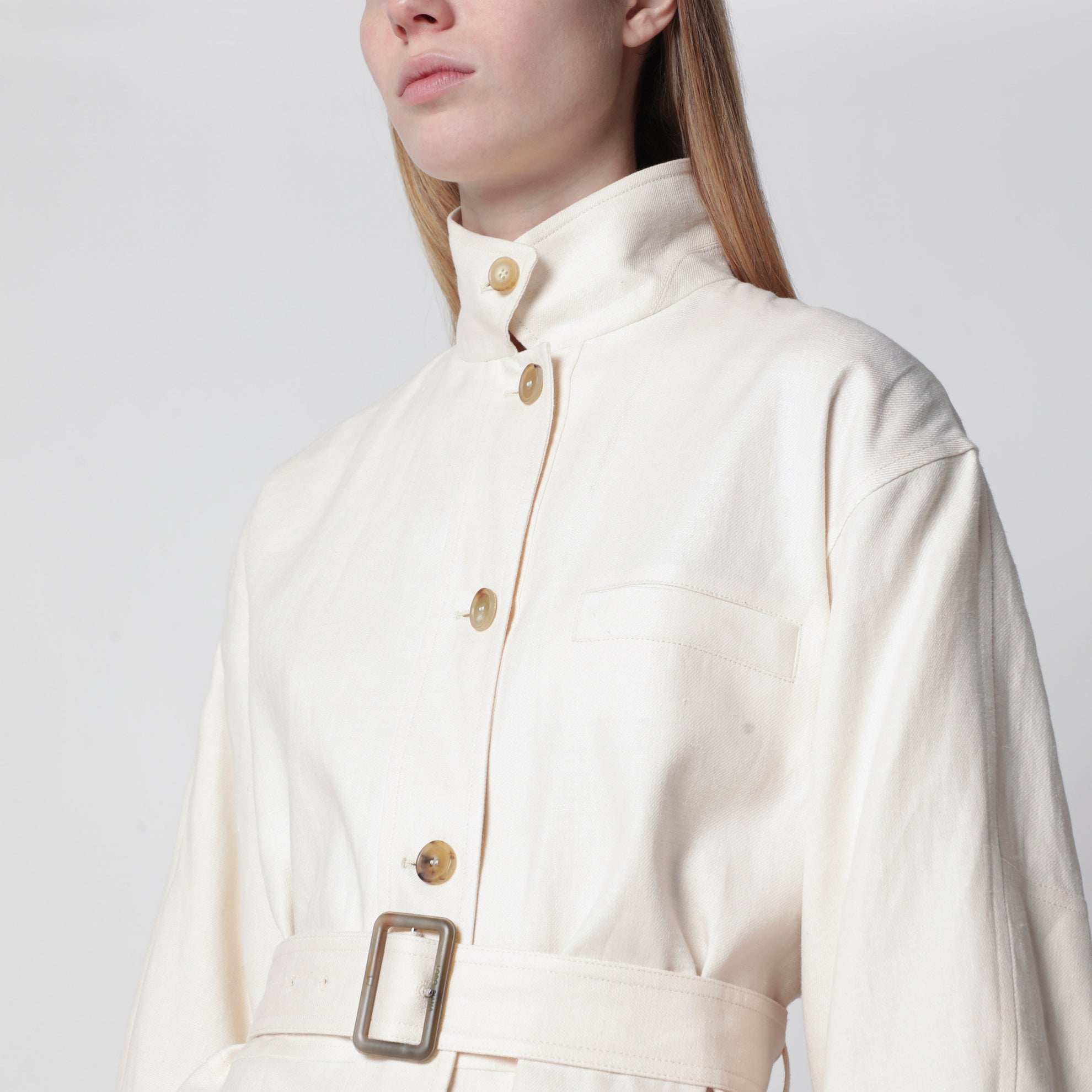 Lismore field jacket in linen and wool, white