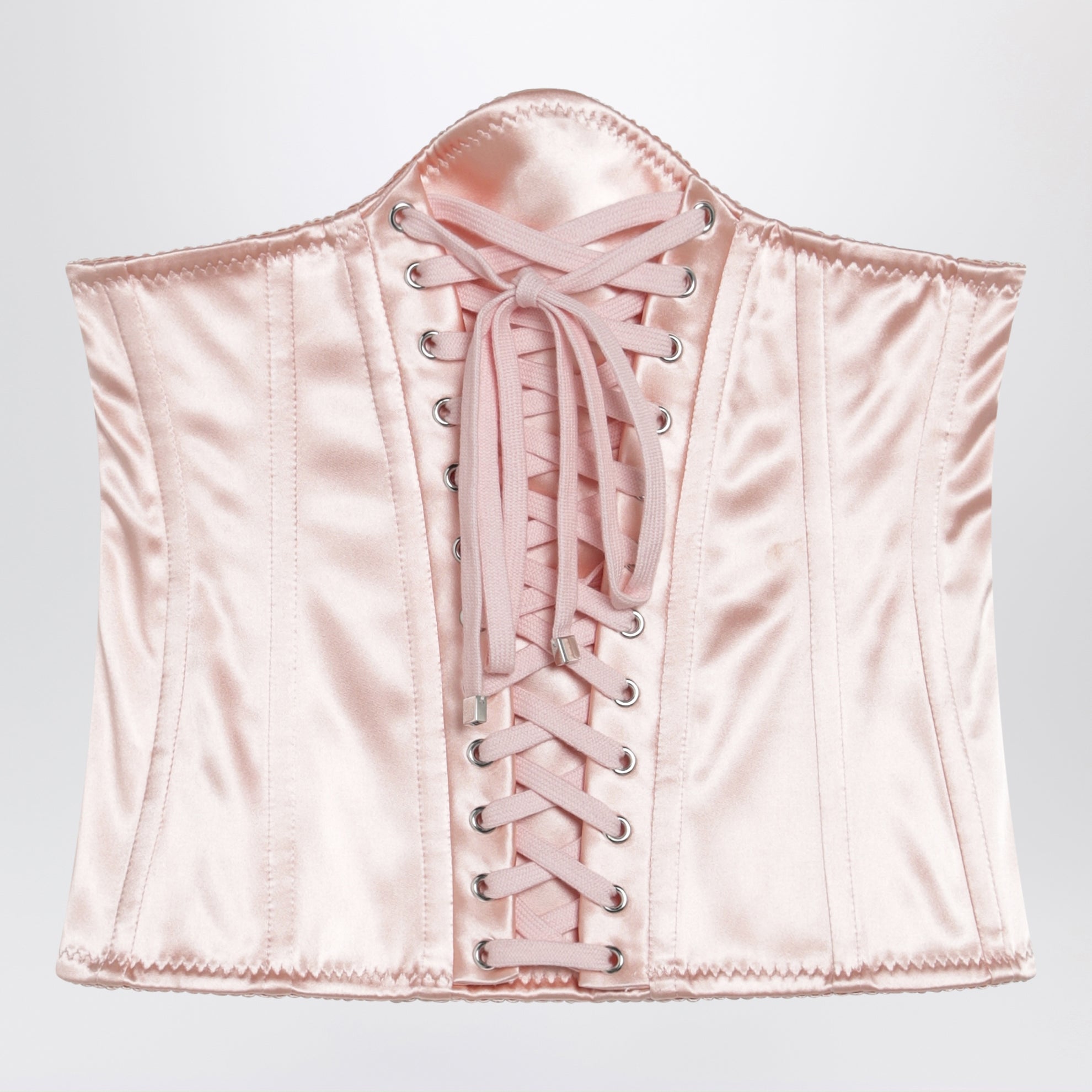 Corsetto con allacciatura rosa pallido in misto acetato