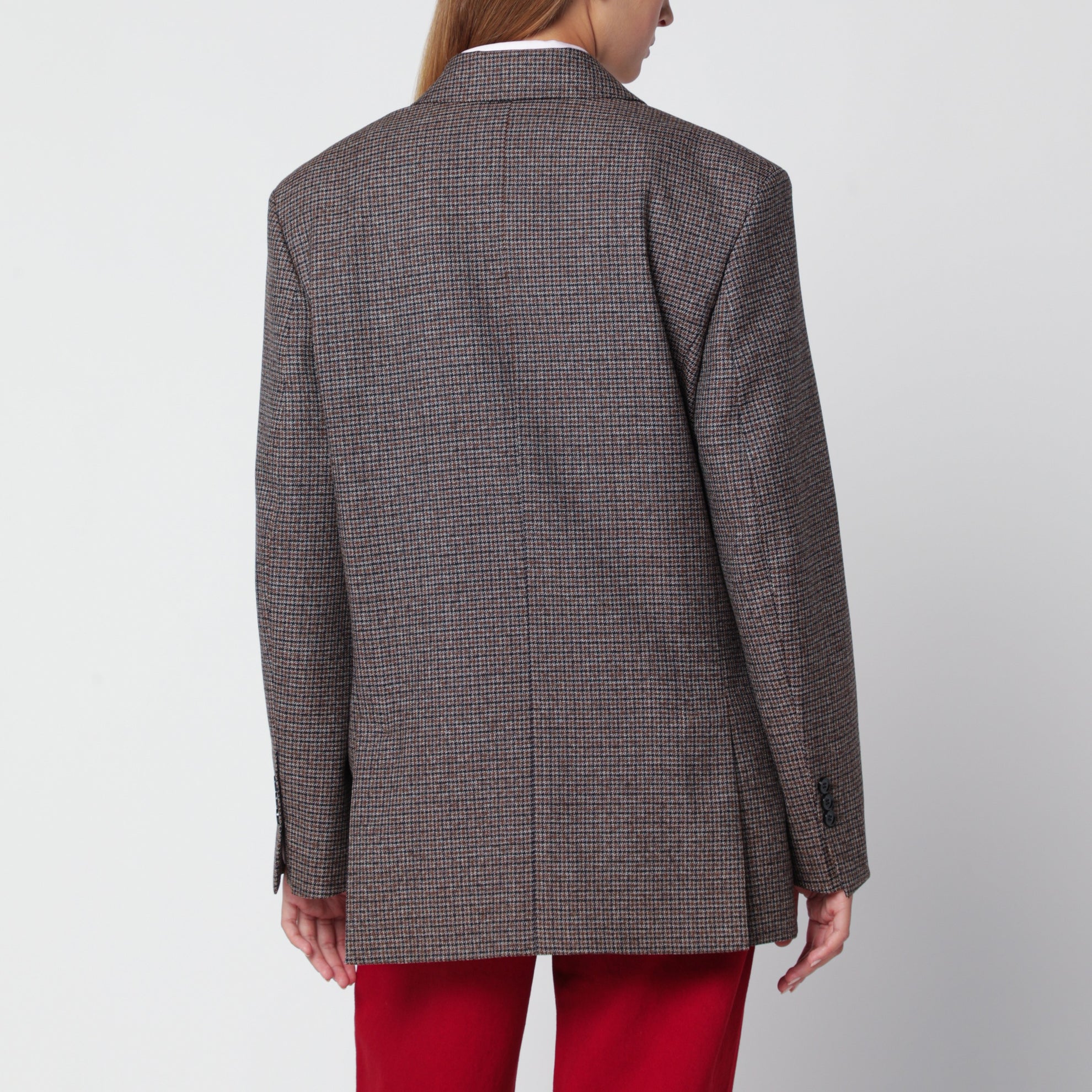 Blazer doppiopetto marrone e nero in lana