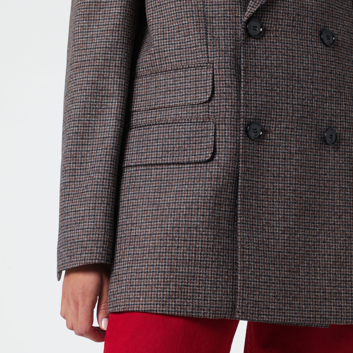 Blazer doppiopetto marrone e nero in lana