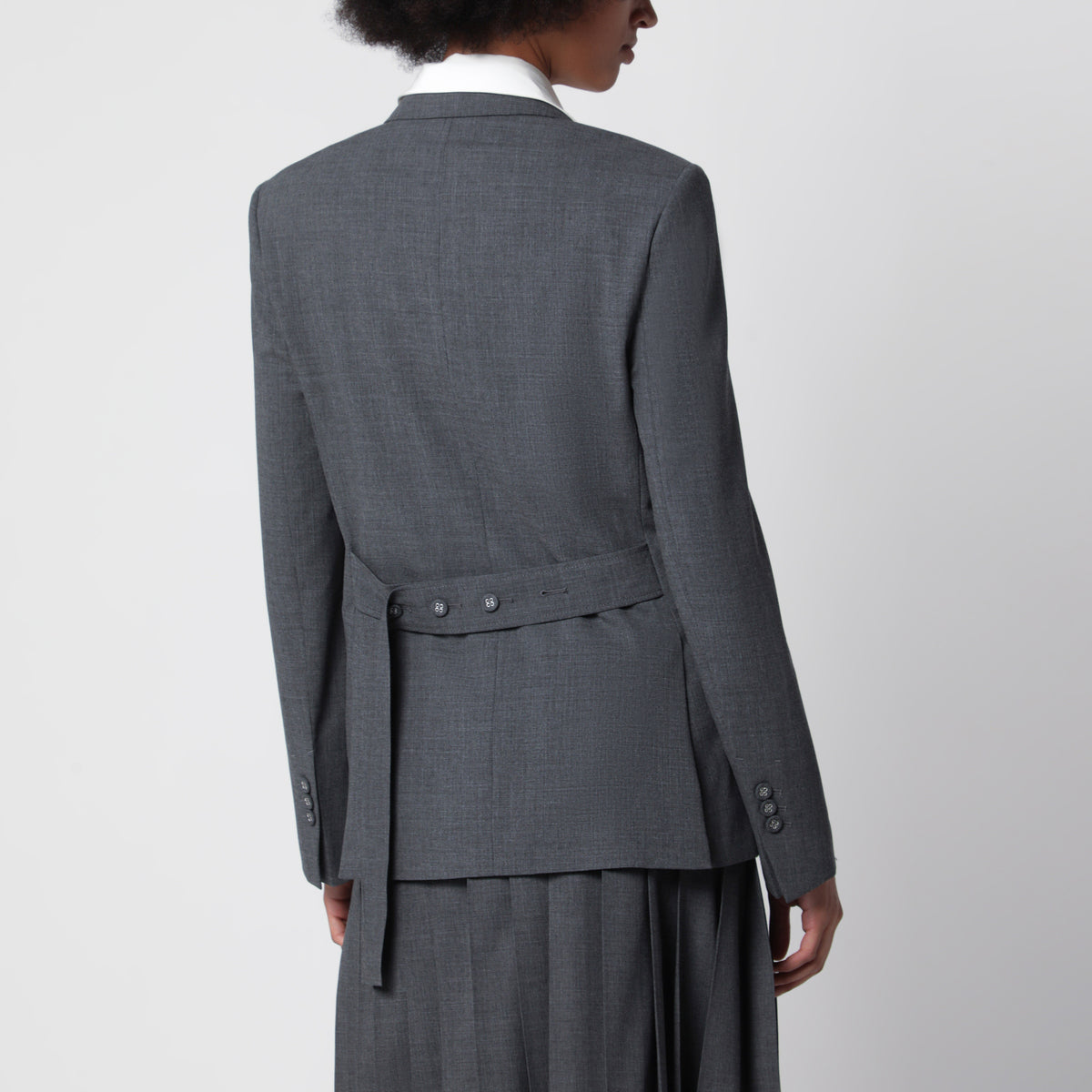 Grey double-breasted blazer in virgin wool