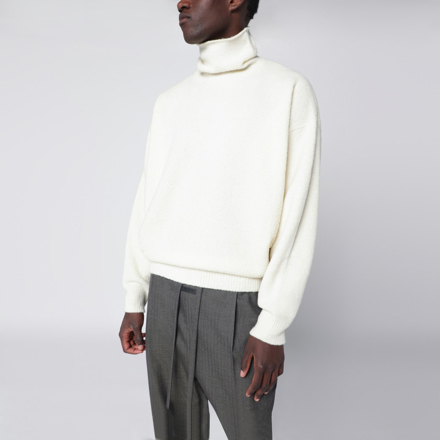 Pull col roulé blanc en laine