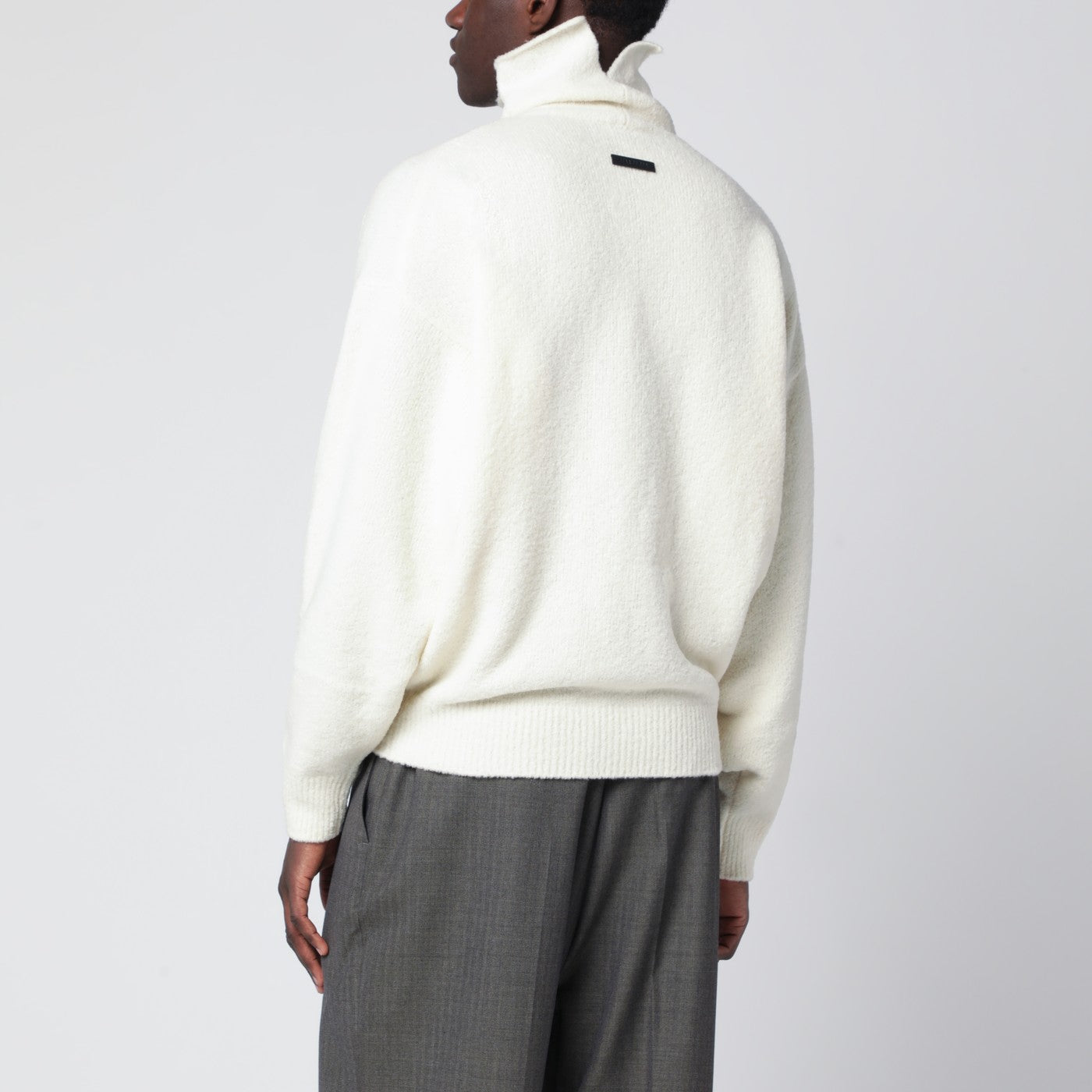 Pull col roulé blanc en laine