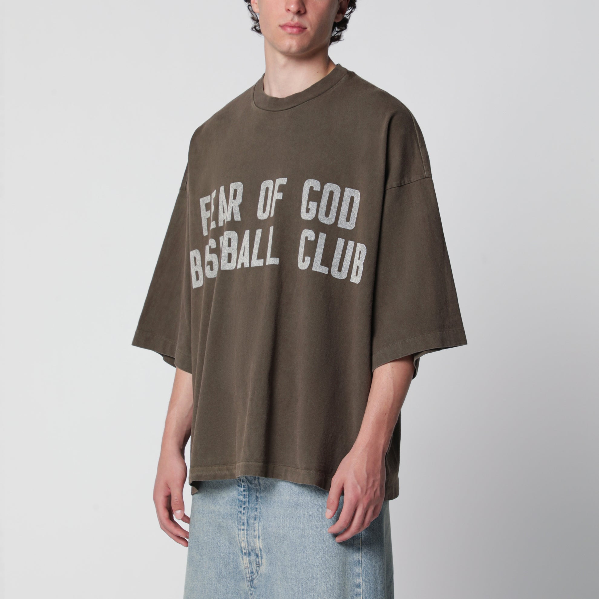 Baseball Club heavy cotton jersey T-shirt in faded brown