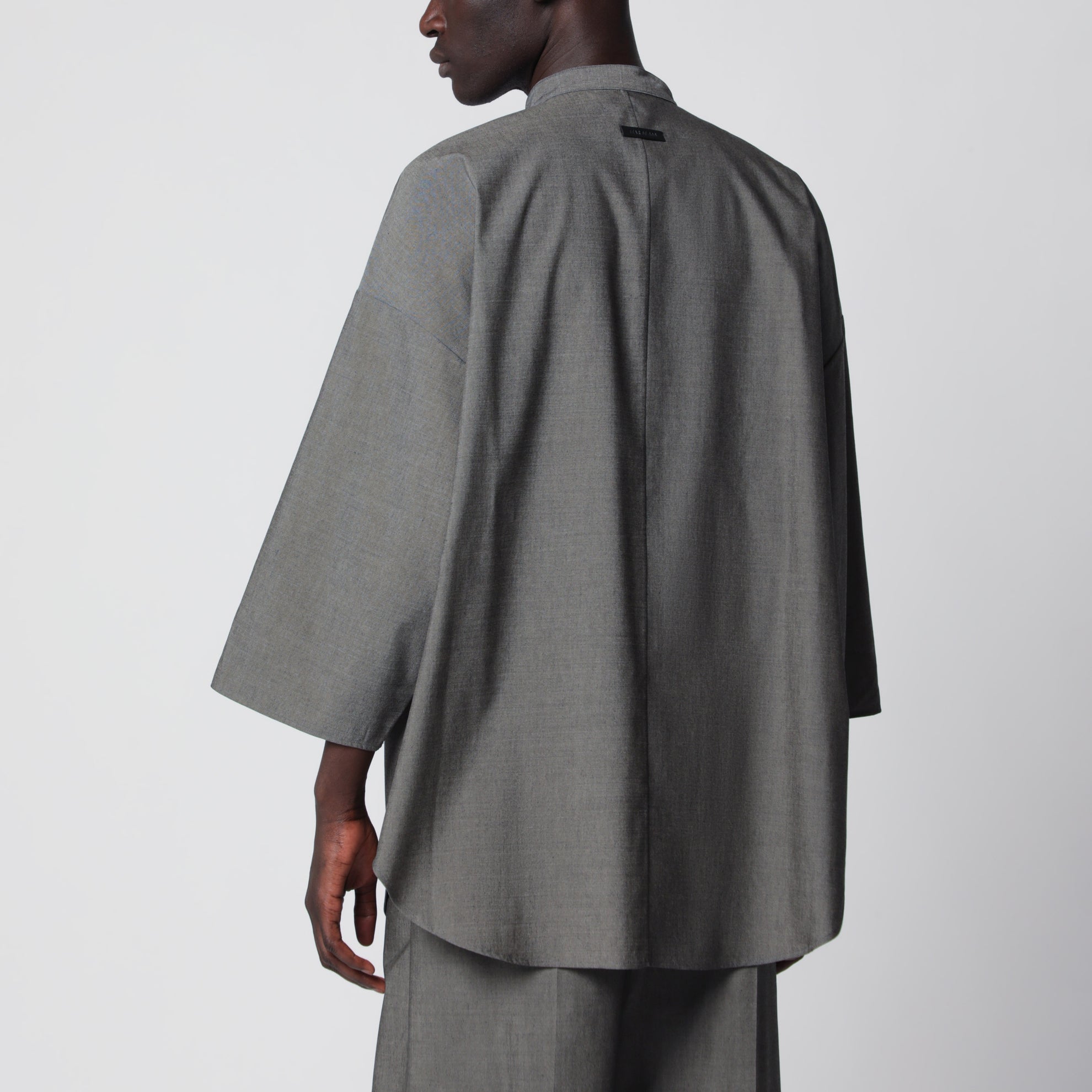 Relaxed-Fit Mandarin-Hemd aus Wollmischung