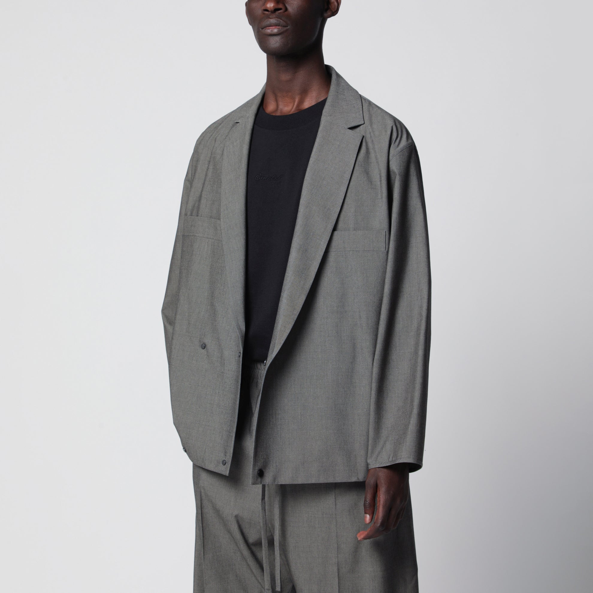 Giacca camicia doppiopetto in misto lana
