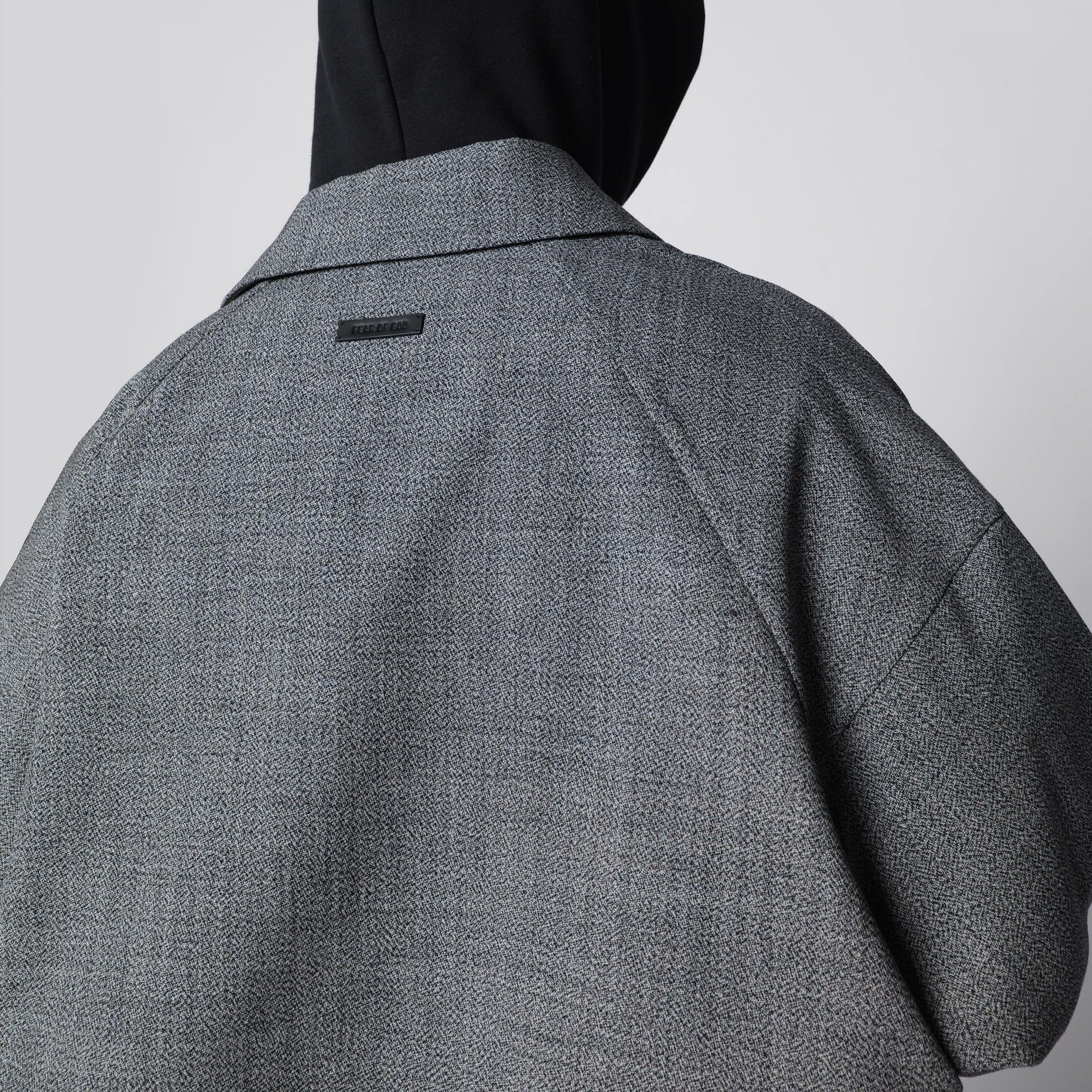 Relaxed trench coat in mouliné wool