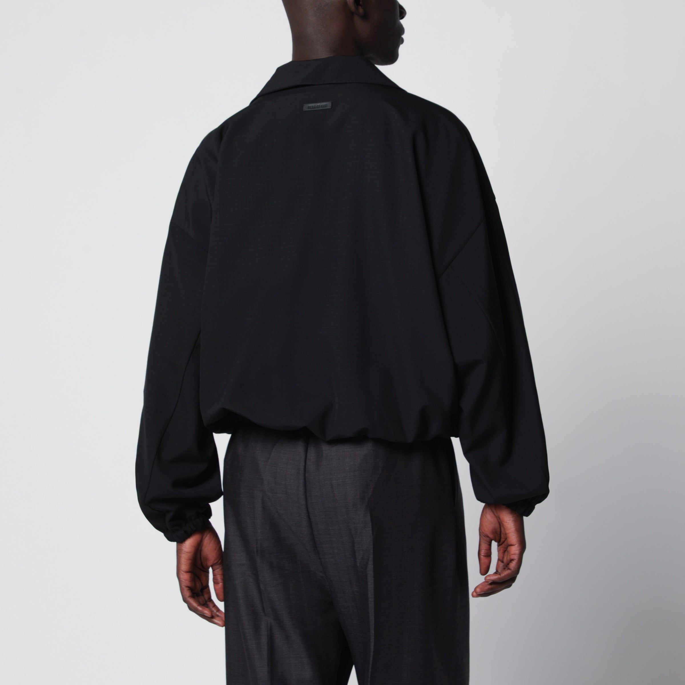 Fear of God Black ripstop wool jacket with black half zip | TheDoubleF