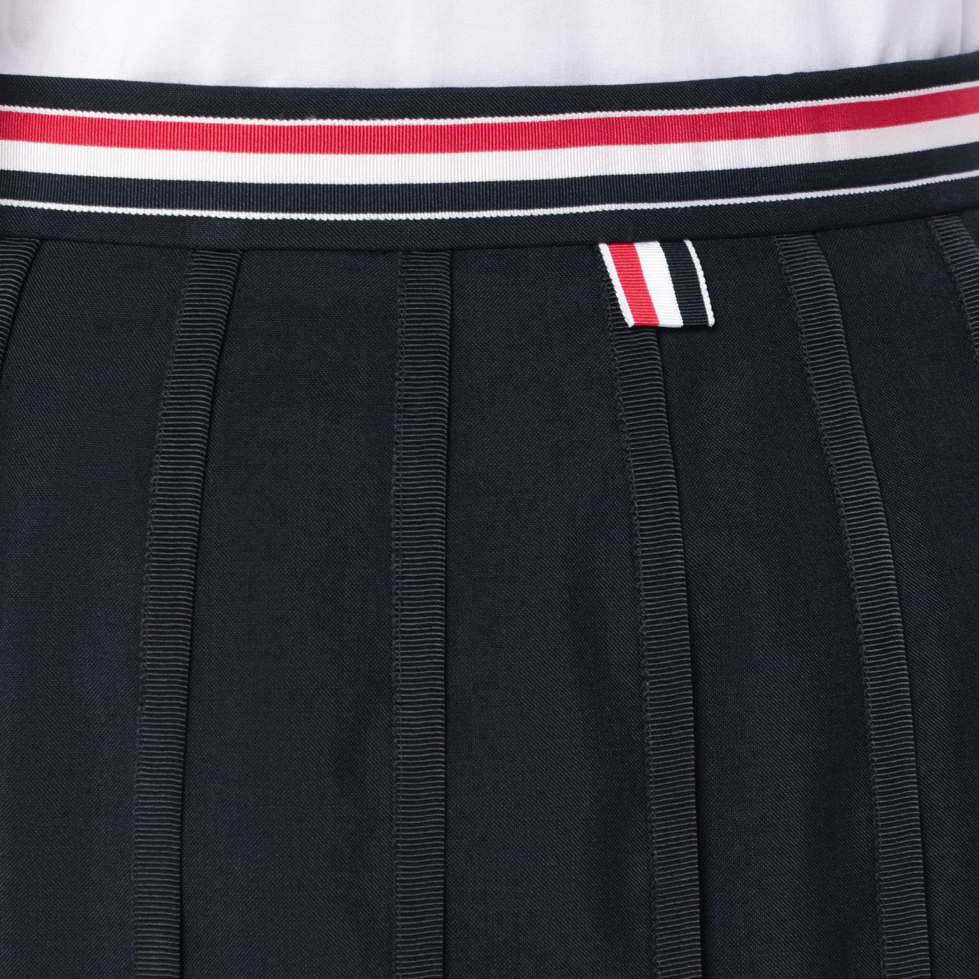 Black ruffled mini skirt in wool blend