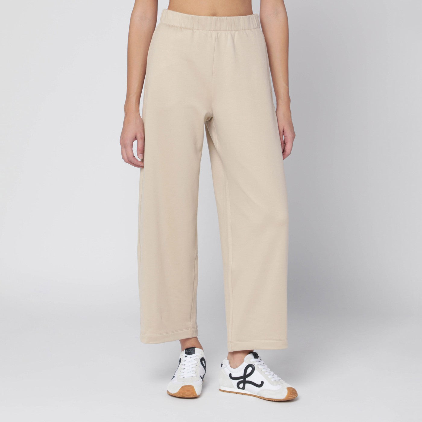Pantalone beige in misto seta