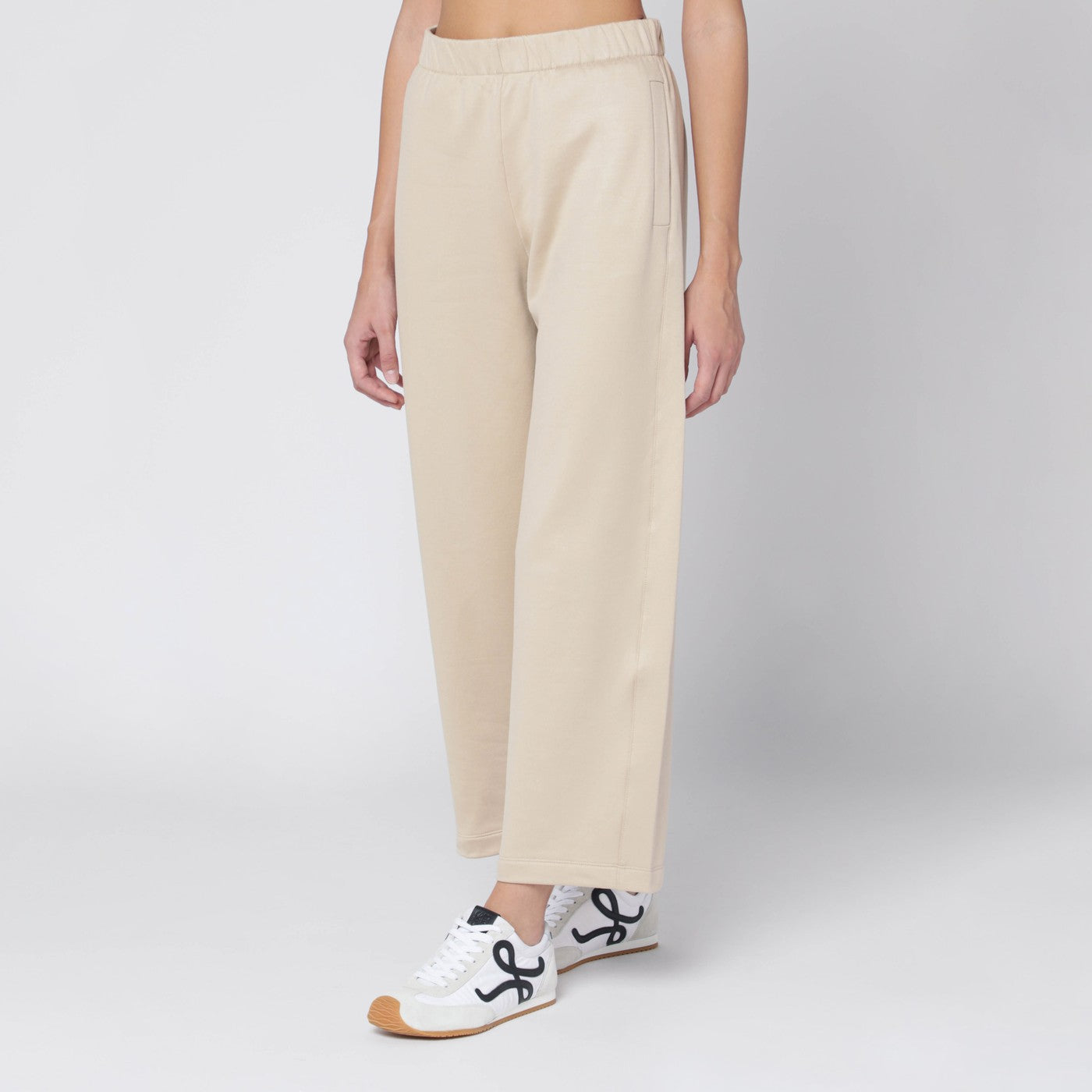 Pantalone beige in misto seta