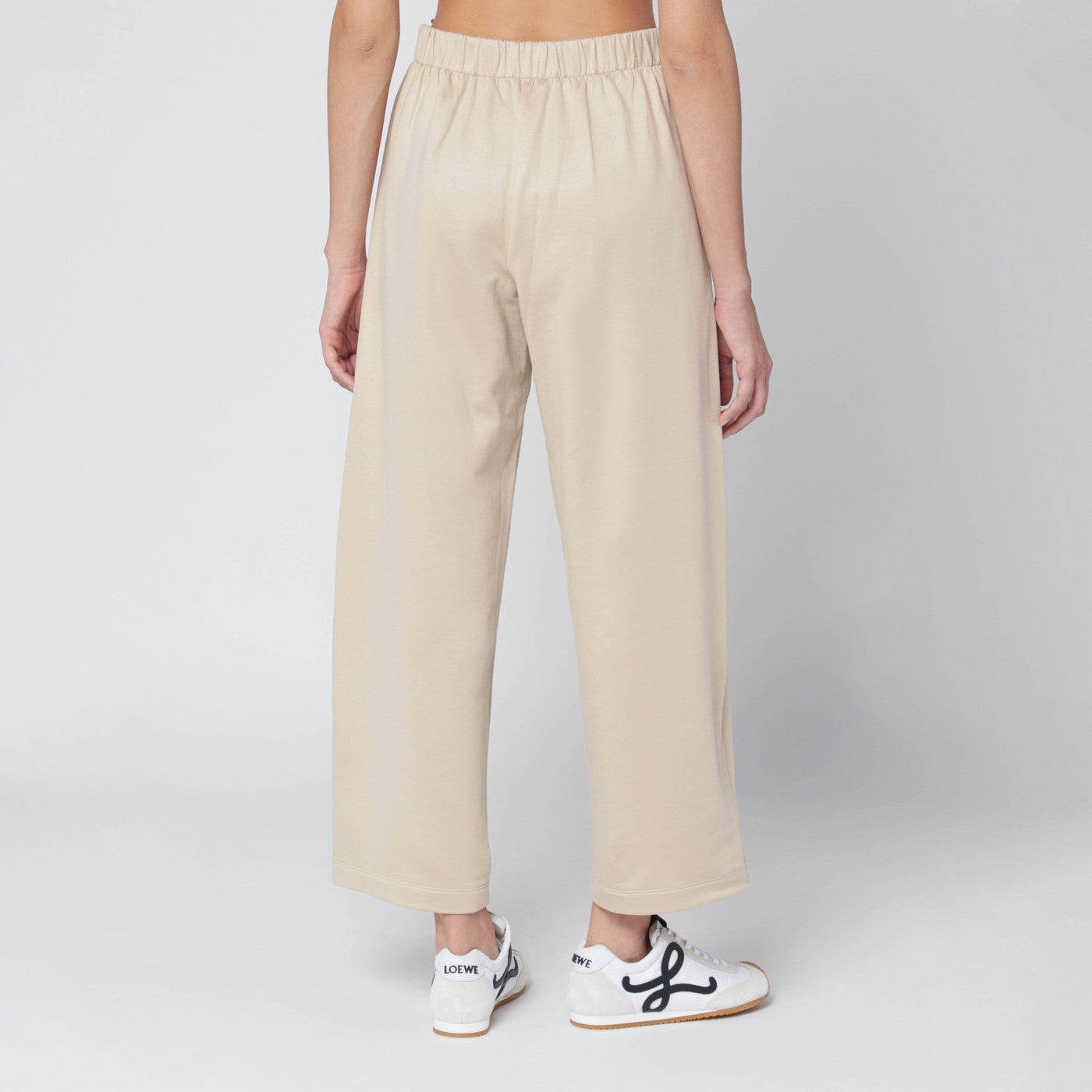 Pantalone beige in misto seta