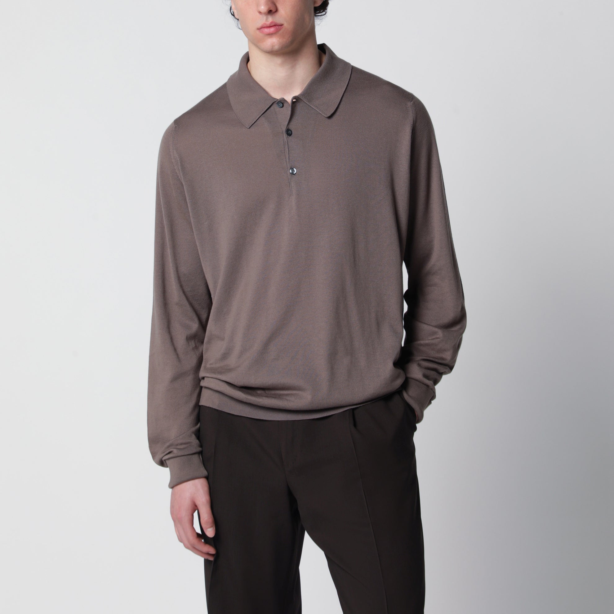 Polo Finchley beige muschio in cotone