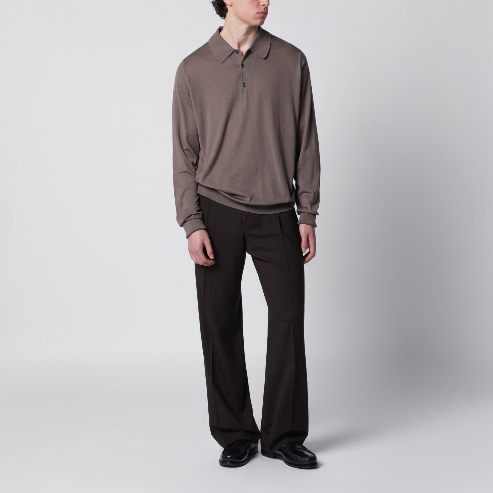 Polo Finchley beige muschio in cotone