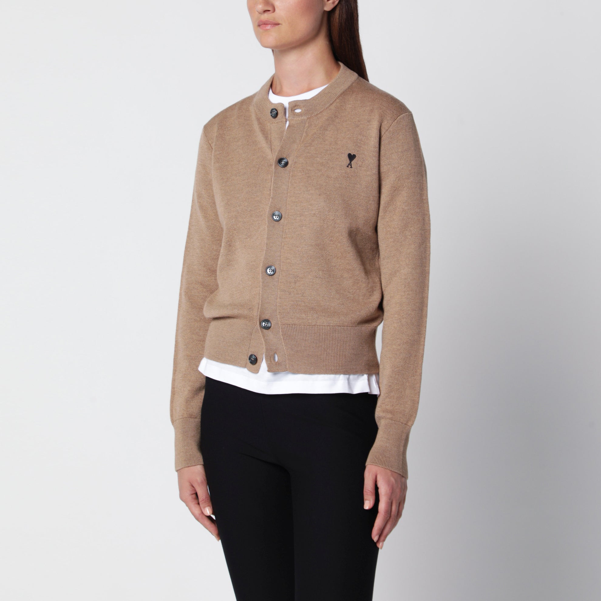 Cardigan Ami De Coeur en laine camel