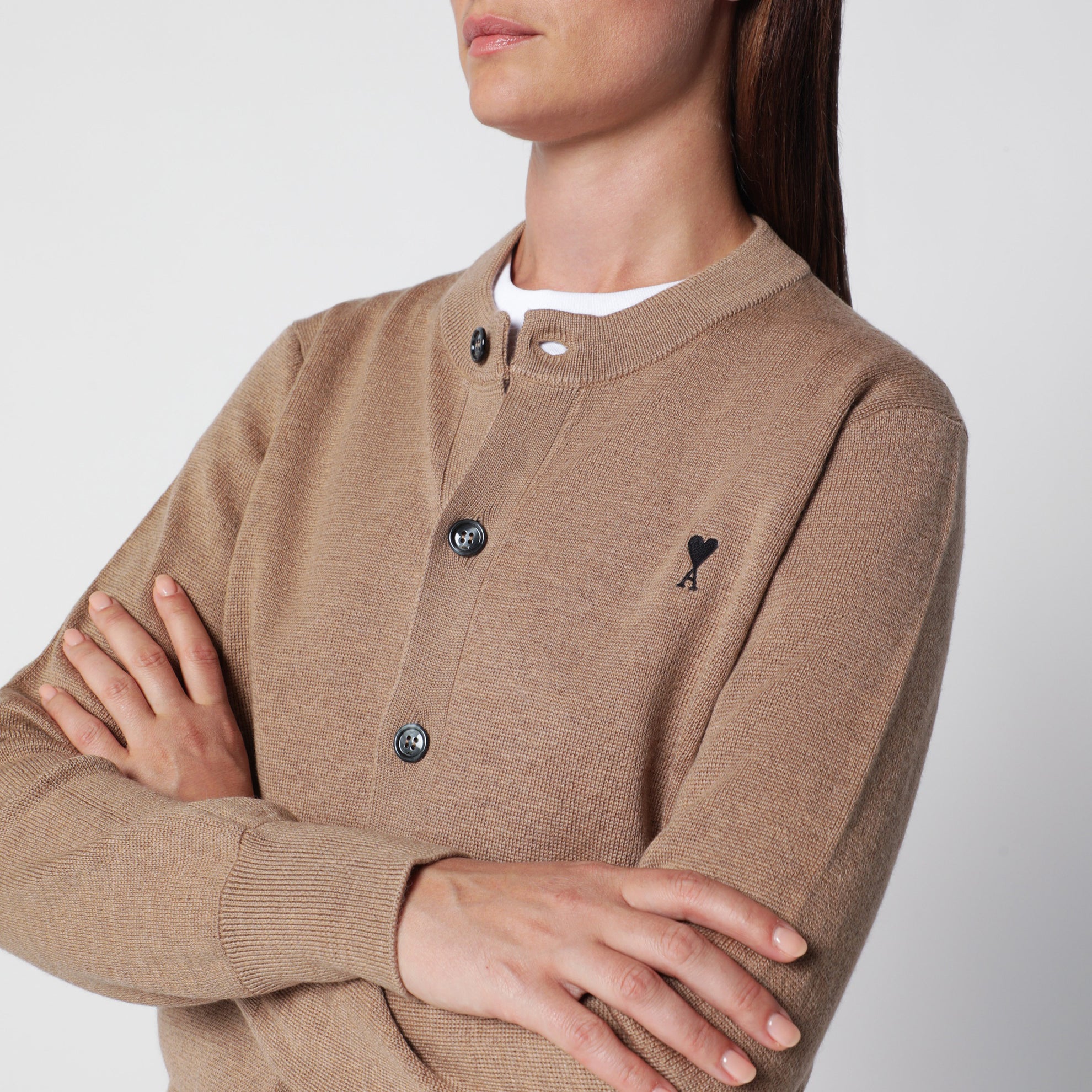Cardigan Ami De Coeur en laine camel
