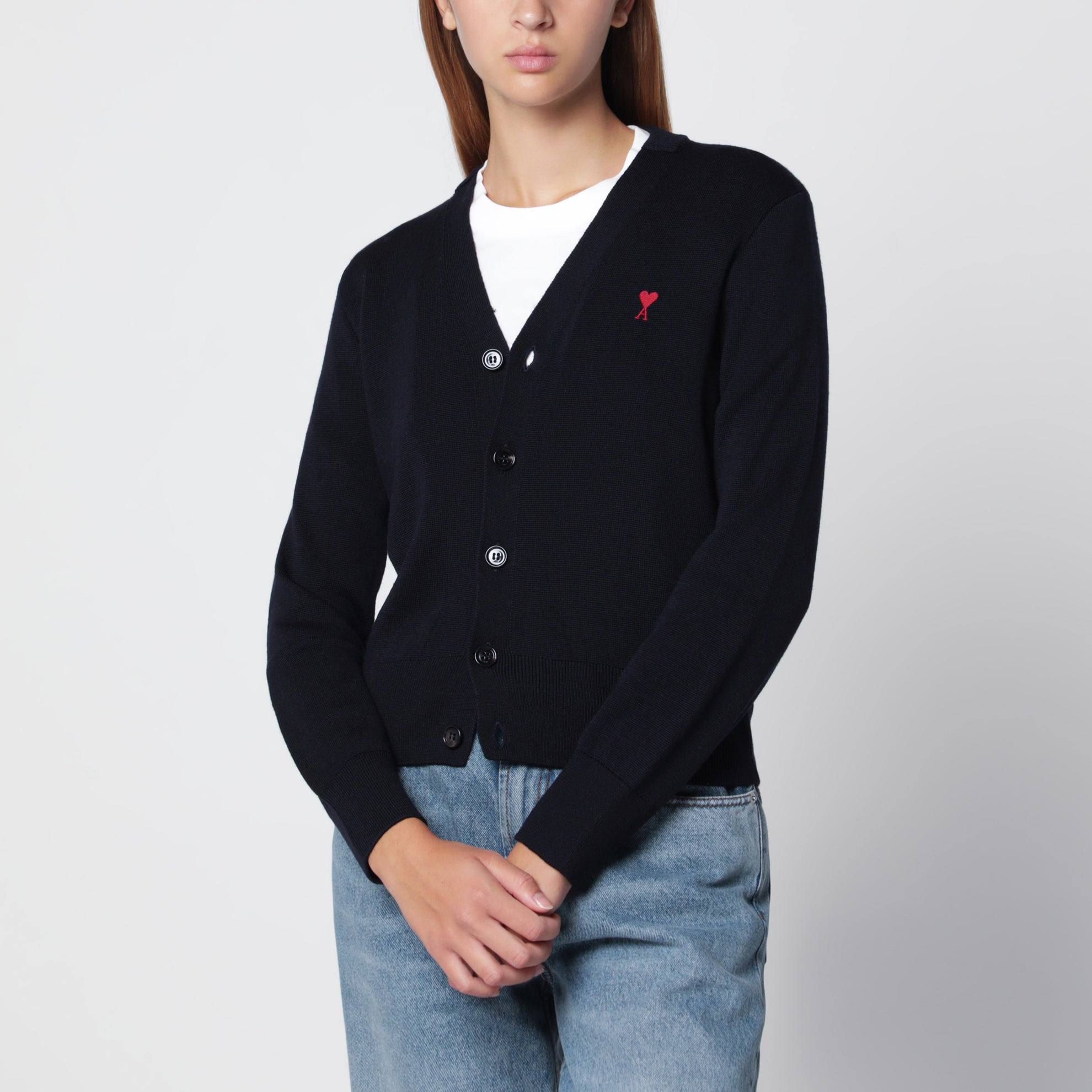 Navy Ami De Coeur wool cardigan