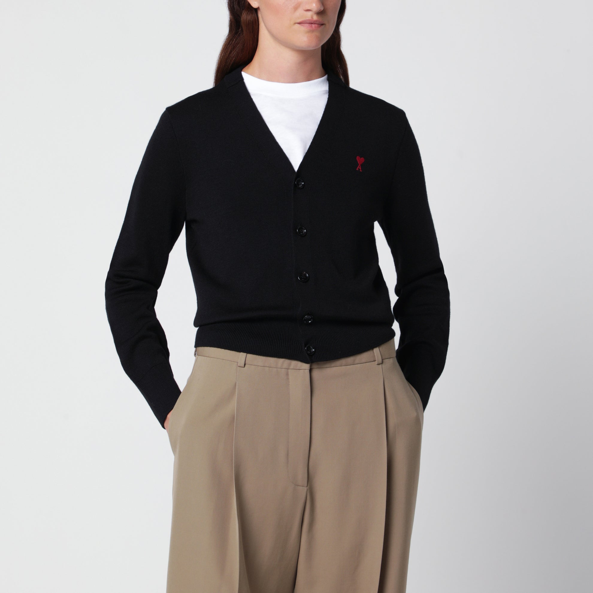 Cardigan Ami De Coeur noir en laine