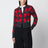 Rot/grauer Cardigan mit Argyle-Muster aus Wolle