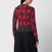 Rot/grauer Cardigan mit Argyle-Muster aus Wolle