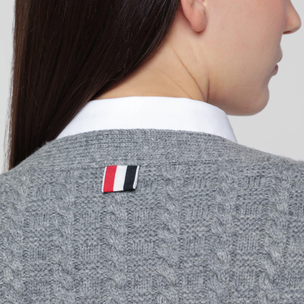 Light grey Anchor 4-Bar cardigan in wool