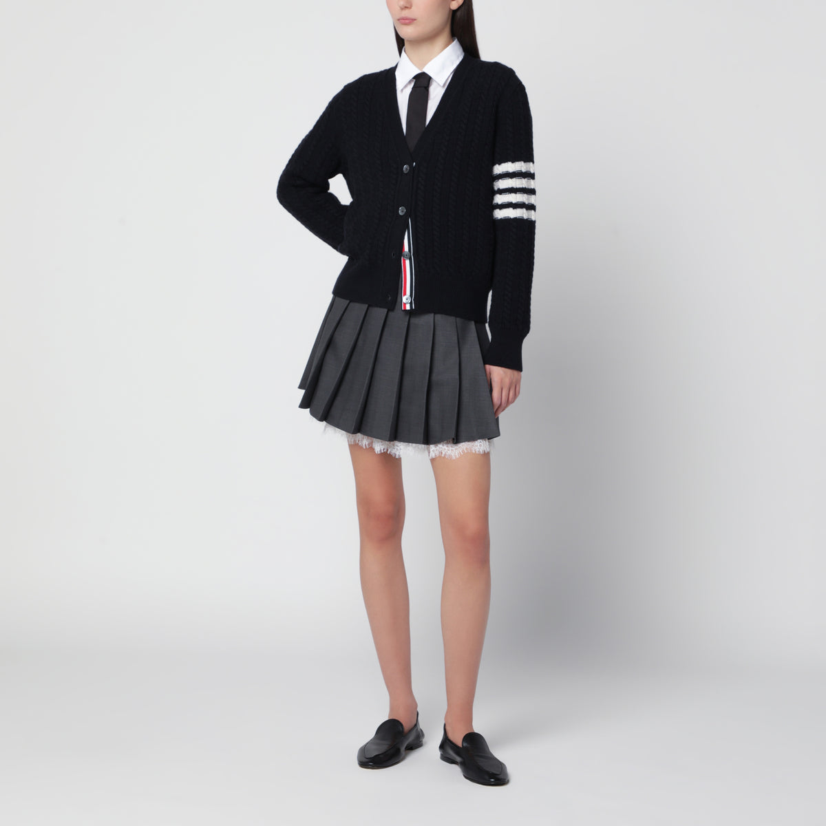 Navyfarbener Anchor 4-Bar Cardigan aus Wolle