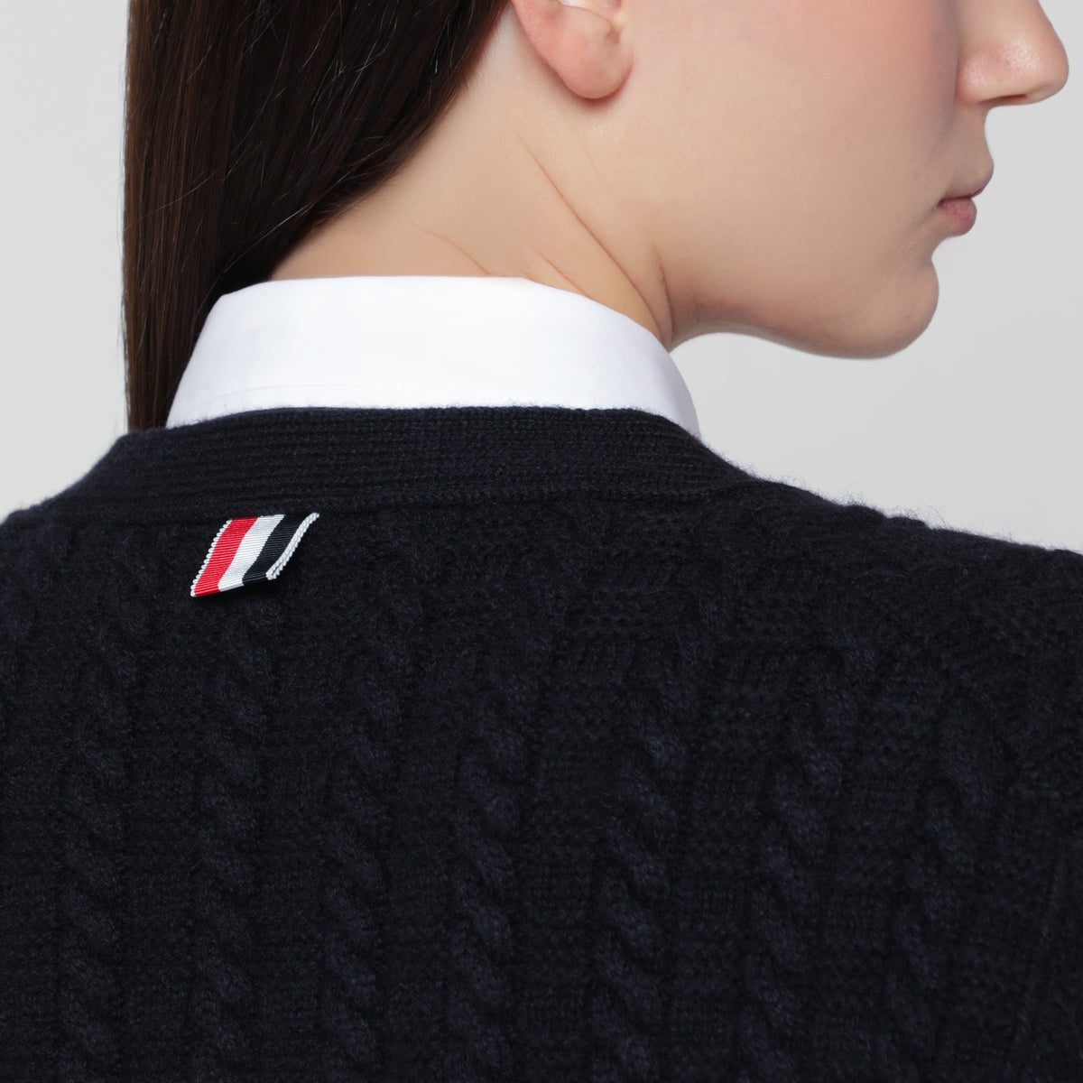 Navyfarbener Anchor 4-Bar Cardigan aus Wolle