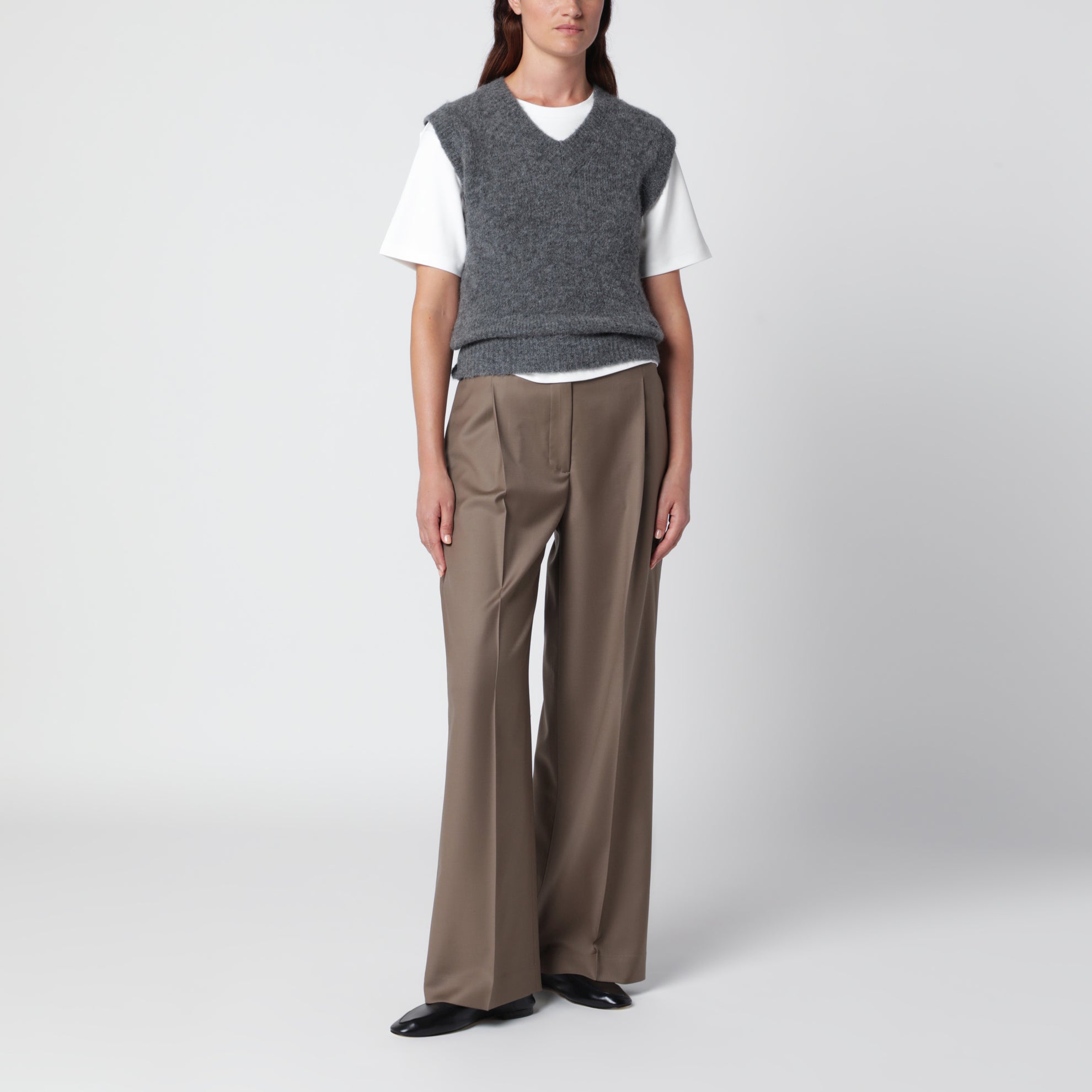 Gilet grigio mélange in misto alpaca e lana