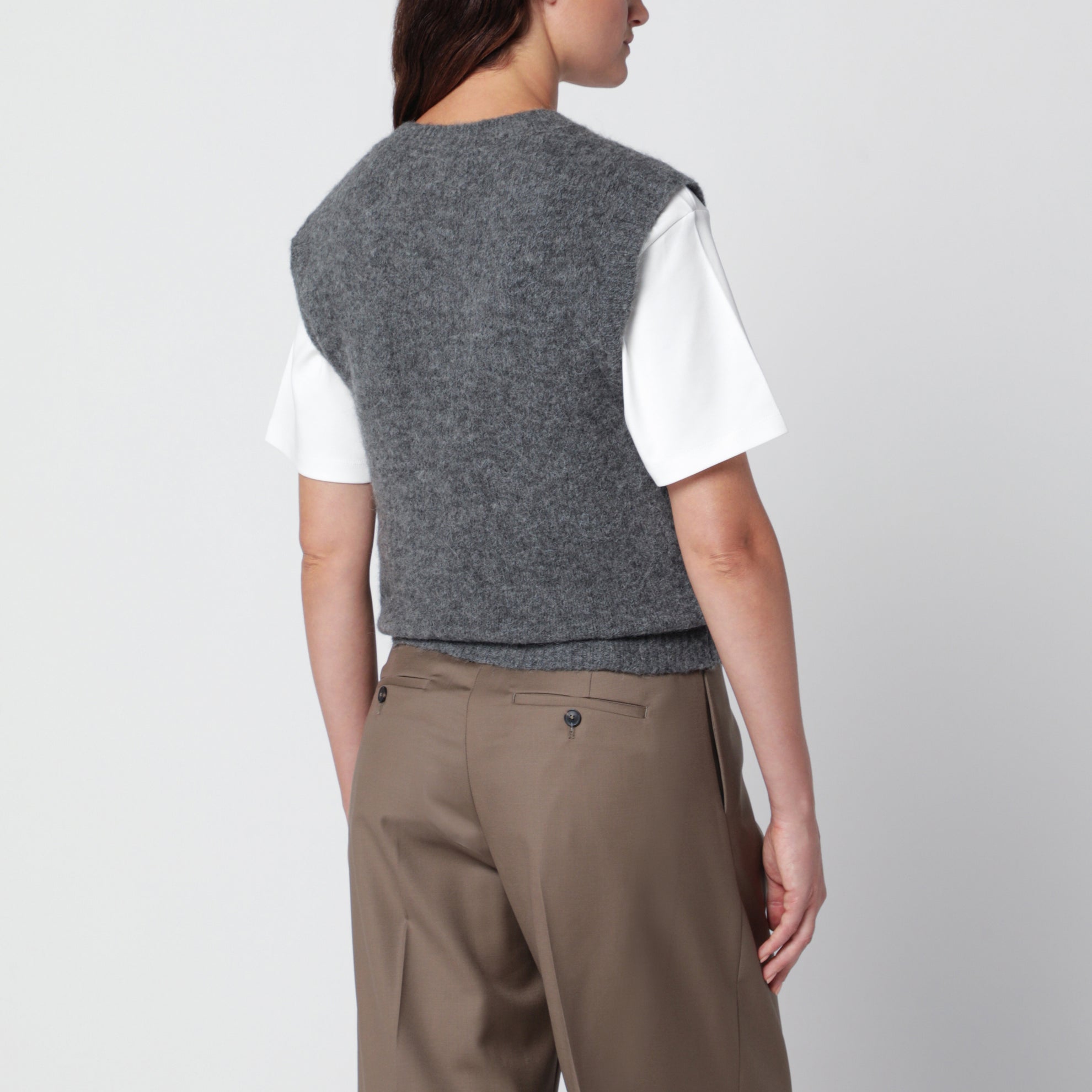 Gilet grigio mélange in misto alpaca e lana