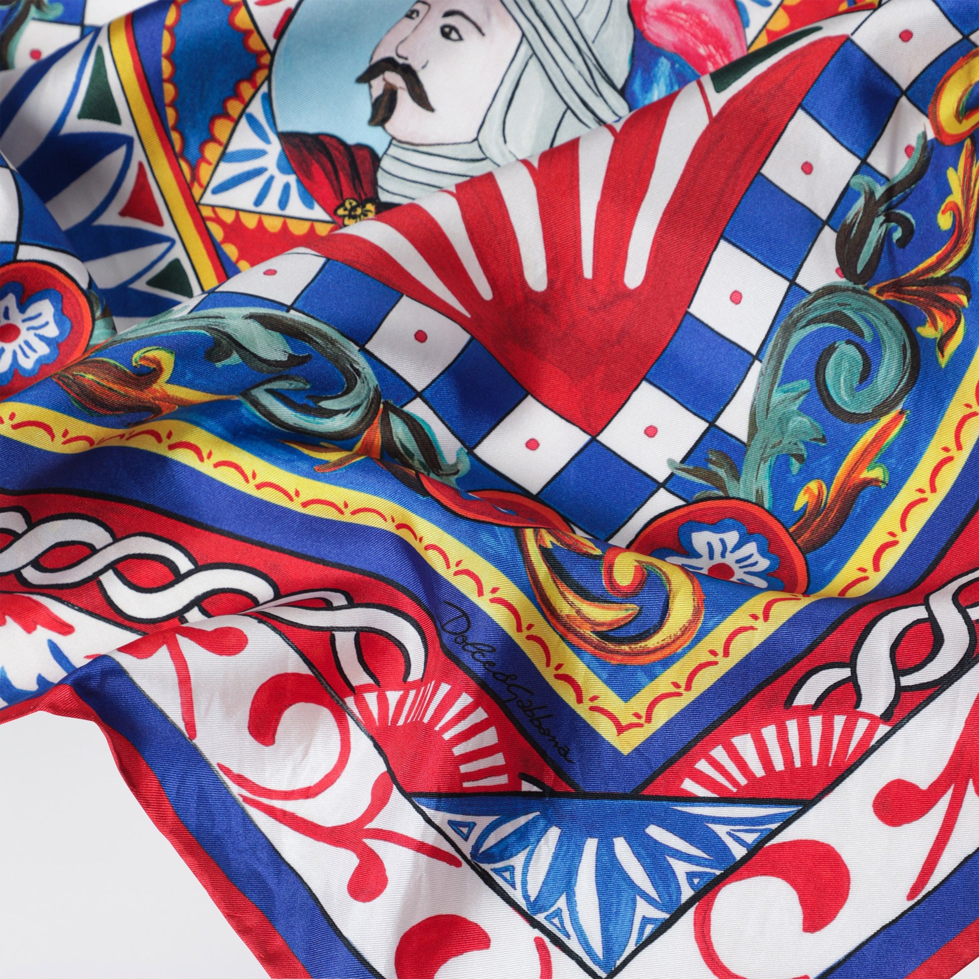 Sciarpa quadrata in twill di seta con stampa Carretto