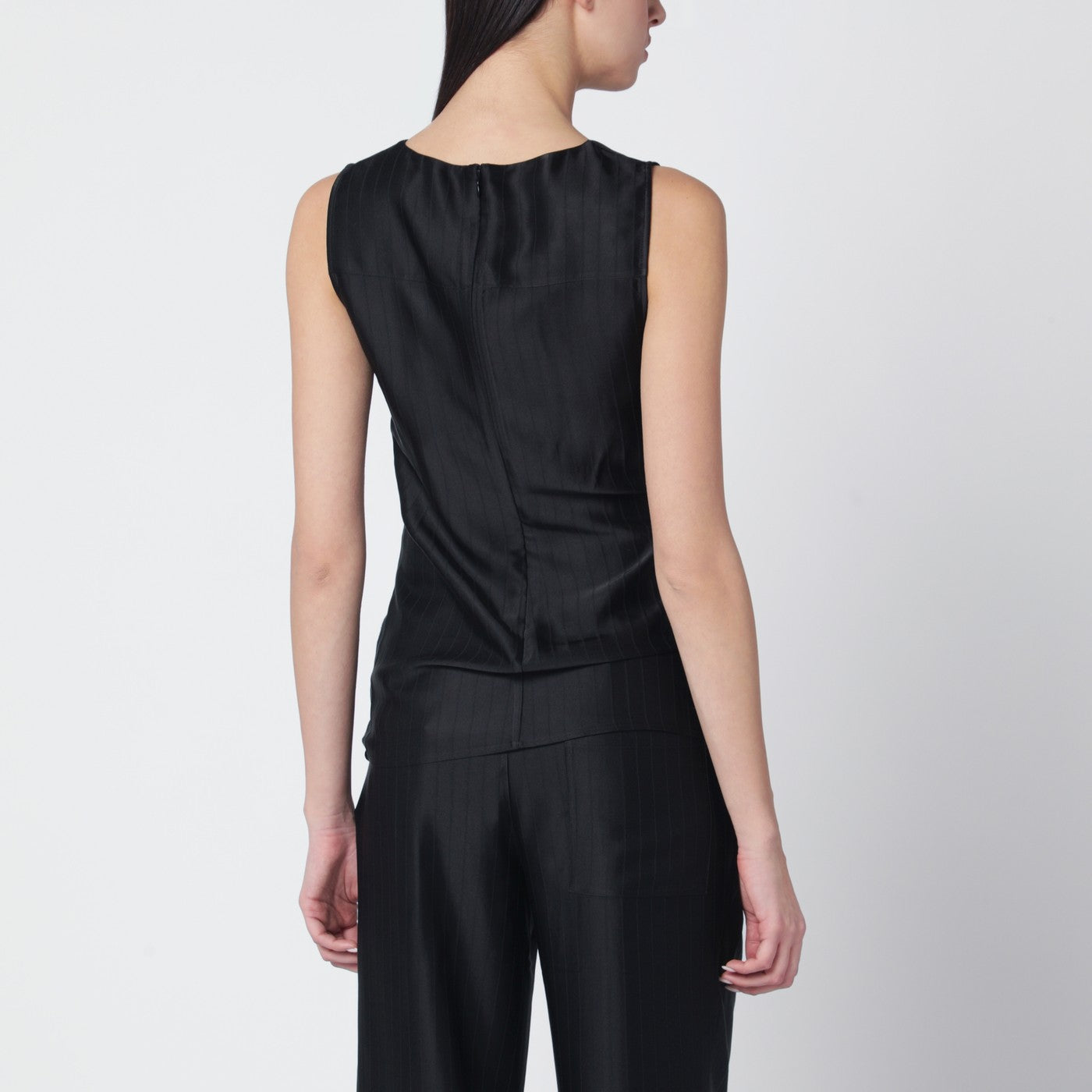 Black draped Fonda top