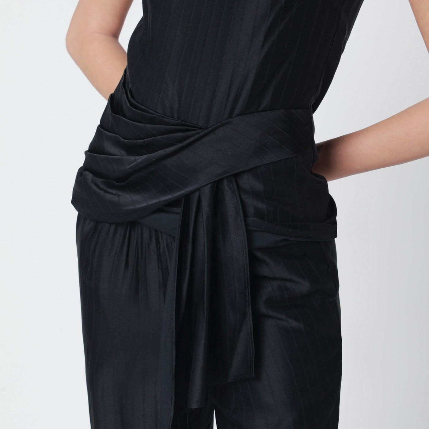Black draped Fonda top