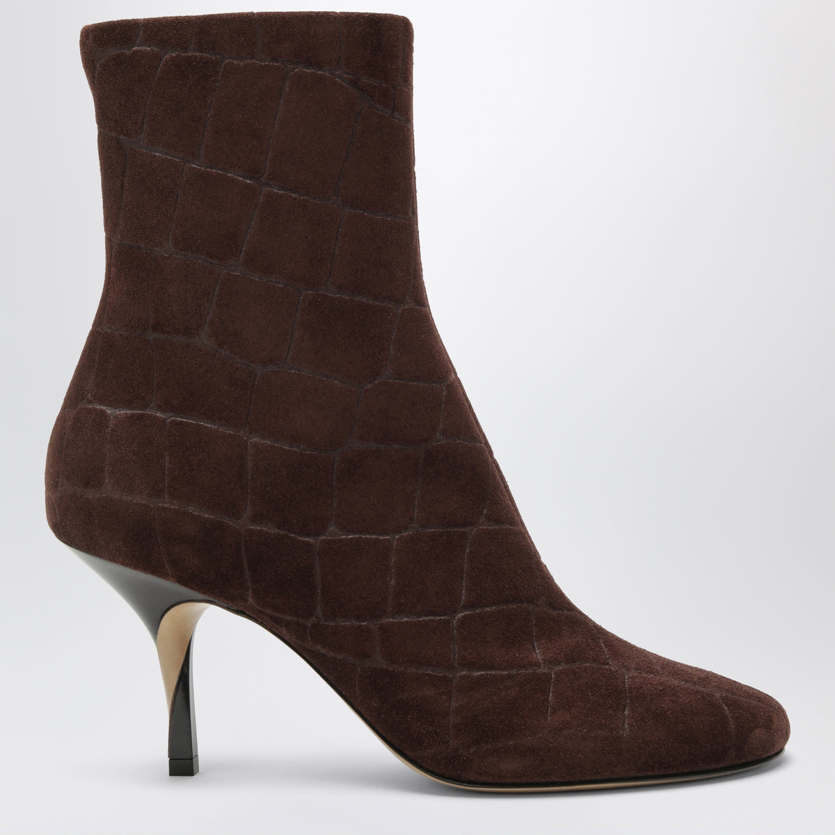 Bottines marron en daim effet crocodile