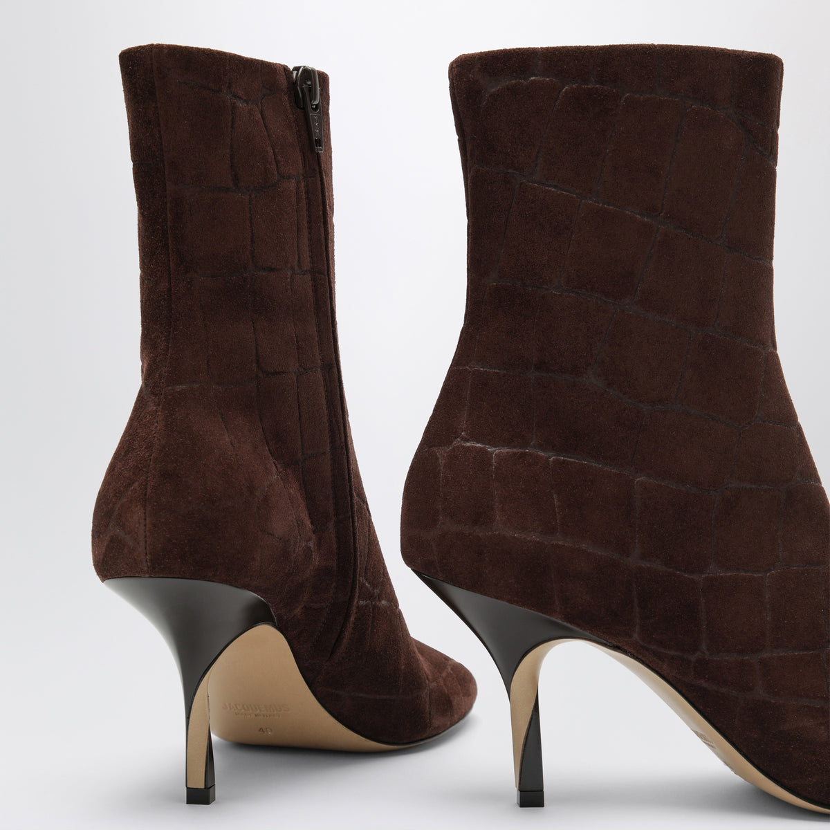 Bottines marron en daim effet crocodile