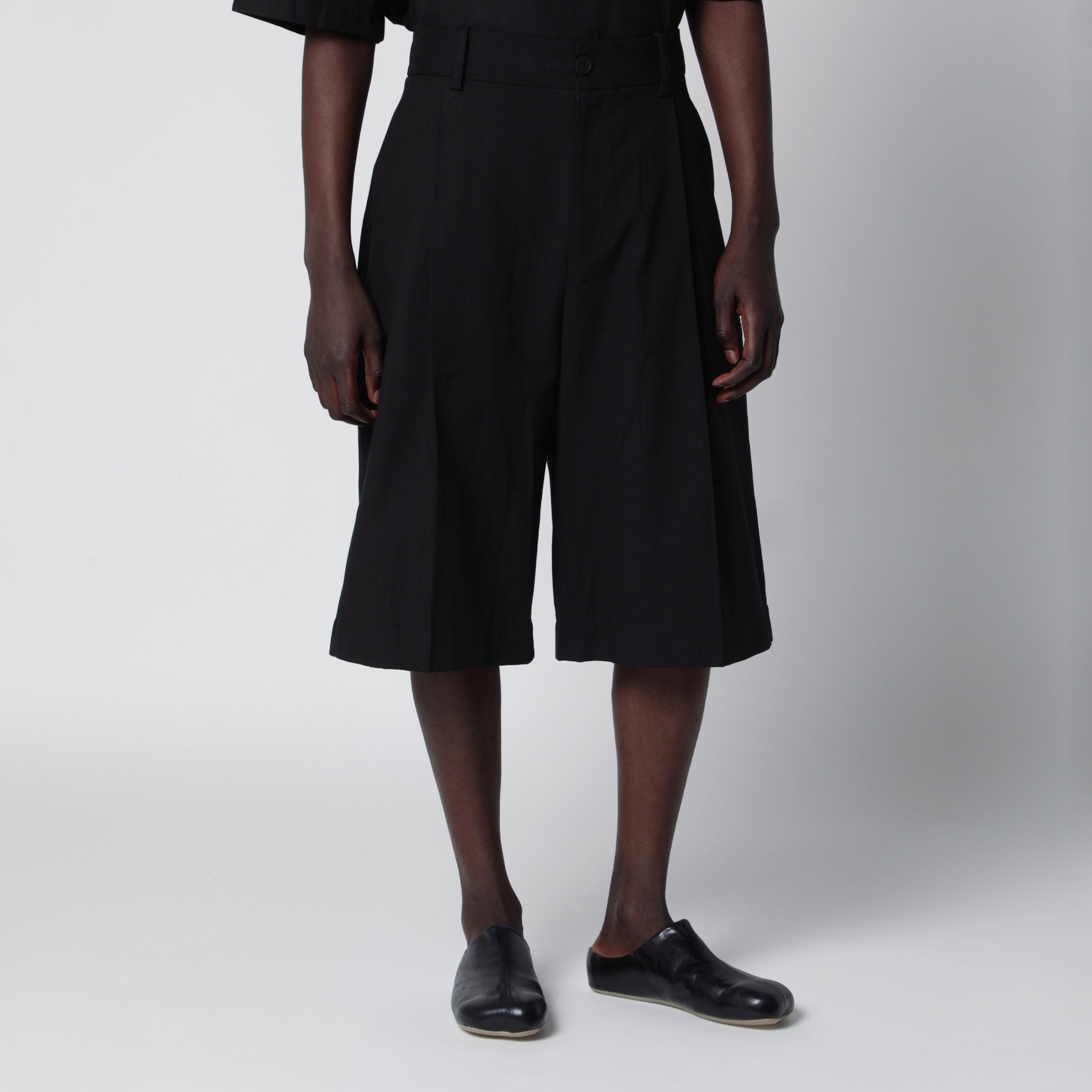 Shorts Fowld in cotone e poliammide neri