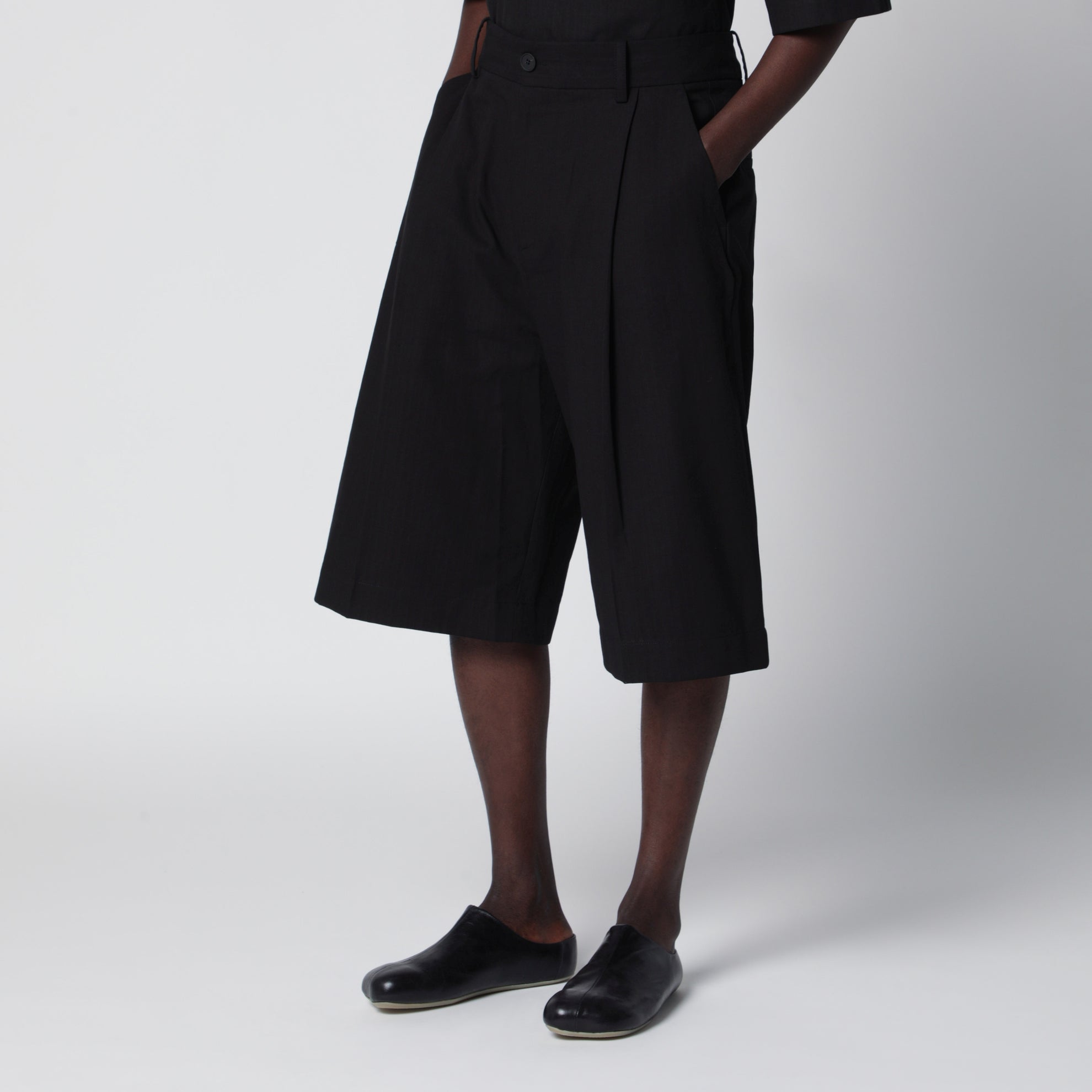 Shorts Fowld in cotone e poliammide neri