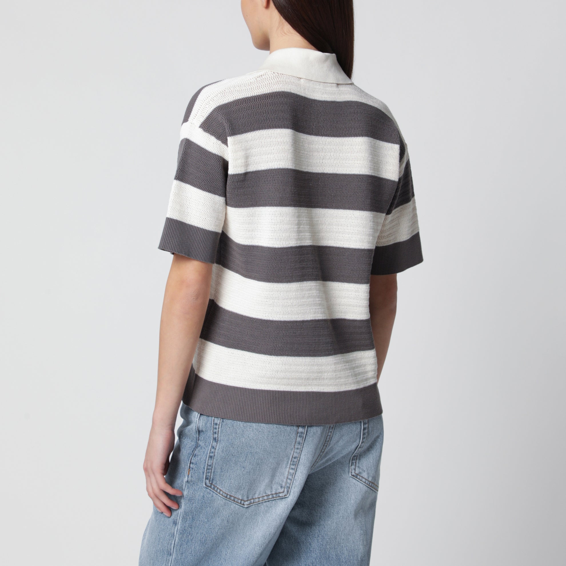 Ami de Coeur striped cotton knit polo shirt