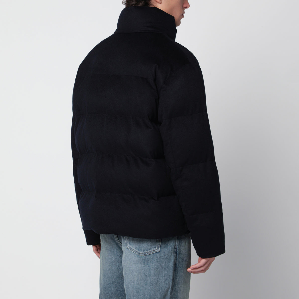 Navy blue Giulio padded jacket in cashmere