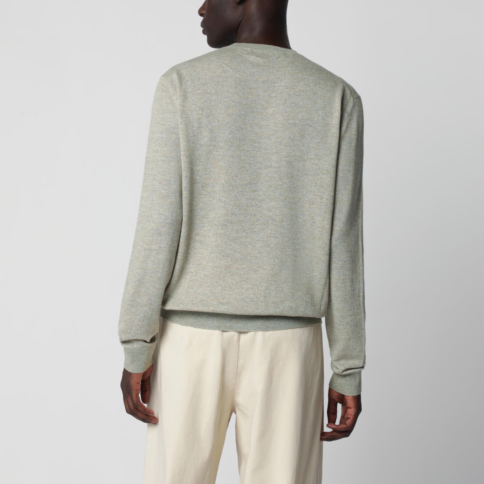 Pullover in Creme-Melange aus Kaschmir und Seide