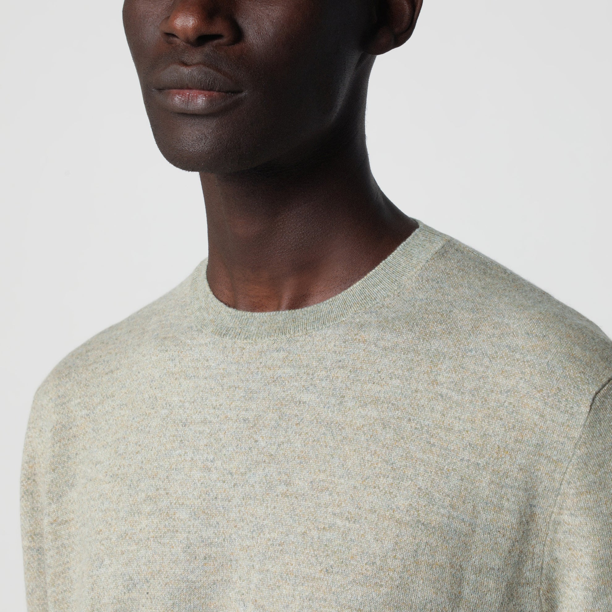 Pullover in Creme-Melange aus Kaschmir und Seide