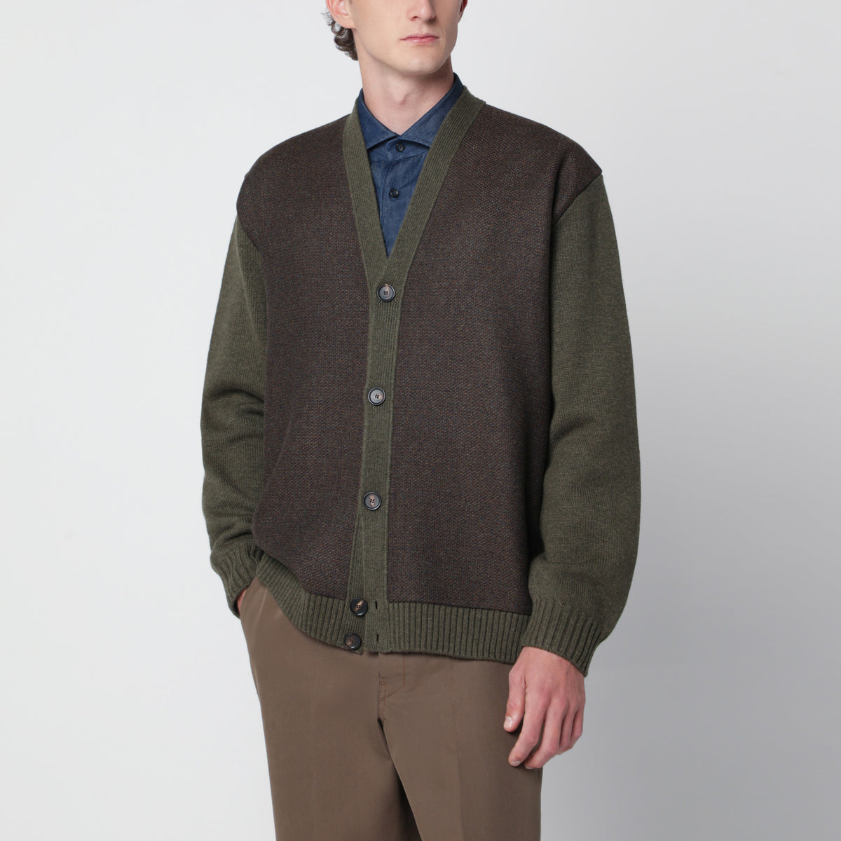 Dark green Breia cardigan in wool and cashmere