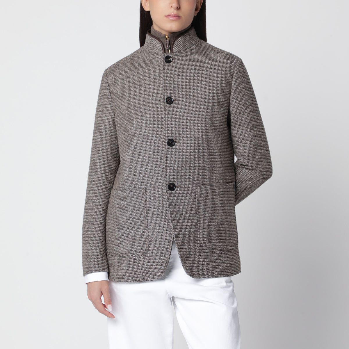 Brown/beige mélange Spagna jacket in wool