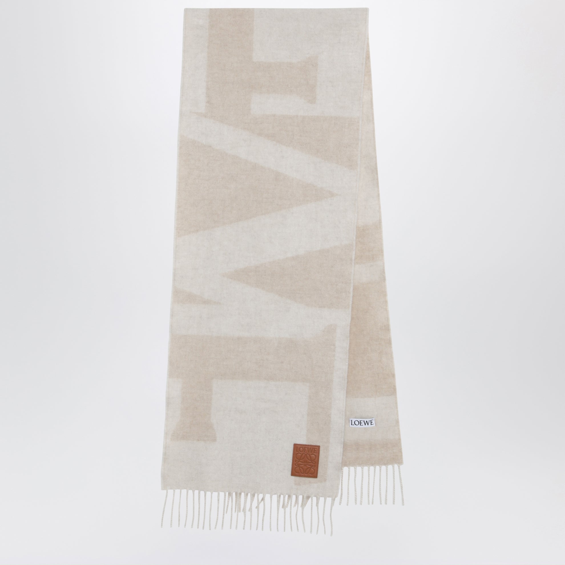 Sciarpa in cashmere bicolore in jacquard beige