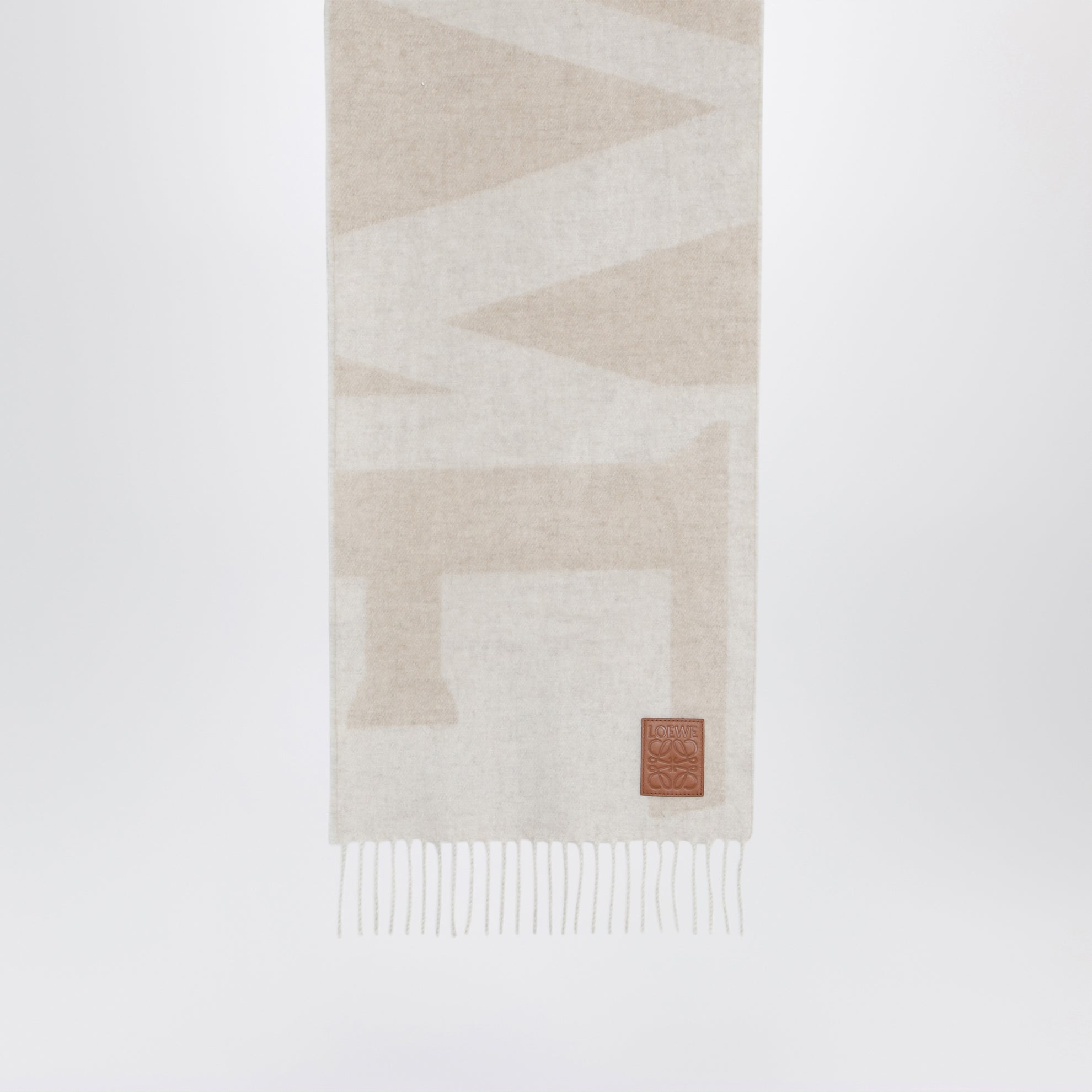 Sciarpa in cashmere bicolore in jacquard beige
