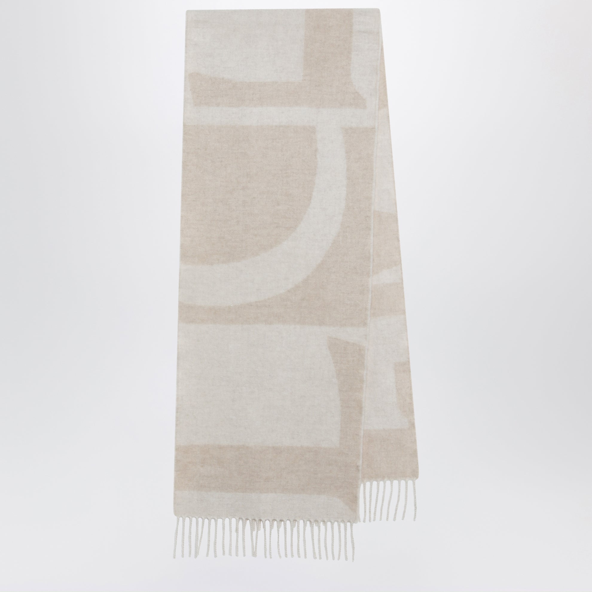 Sciarpa in cashmere bicolore in jacquard beige